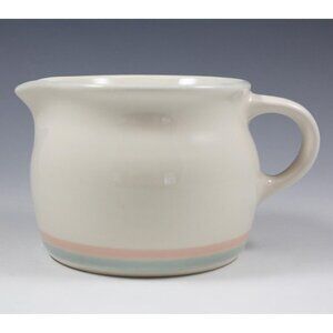 Pfaltzgraff Stoneware Sunrise Blue & Peach Bands Gravy Boat Discontinued EUC